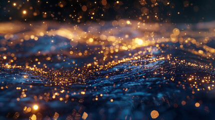 Obraz premium A sea of gold powder, splitting waves, belonging to the vintage style of black and gold low angle