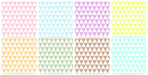 Seamless pastel triangle wave background pattern textile design for wallpaper, texture, printing, clothing. Collection set vector.