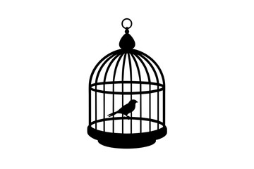 bird cage silhouette vector illustration