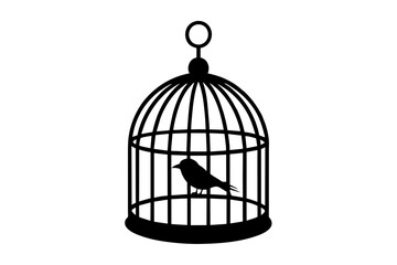 bird cage silhouette vector illustration