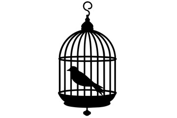 bird cage silhouette vector illustration