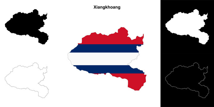Xiangkhoang province outline map set