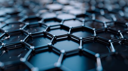 Obraz premium Abstract Hexagonal Network Structure in High-Resolution 3D Illustration with Depth Perception