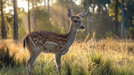 Graceful youthful deer in its native surroundings
