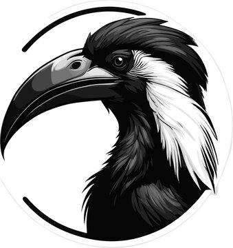 recommend clip art: Hornbil bird silhouette icon, Toucan perched silhouette icon isolated on white background