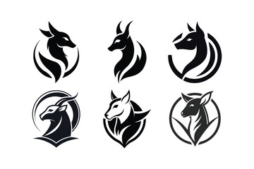 set of animal logo icon on white background | vector illustration