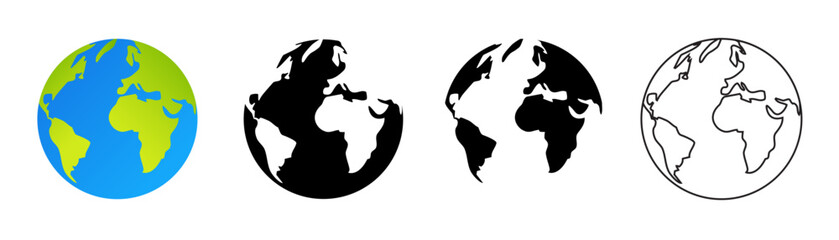 Globe icons set. World Globe Vector Illustration Logo