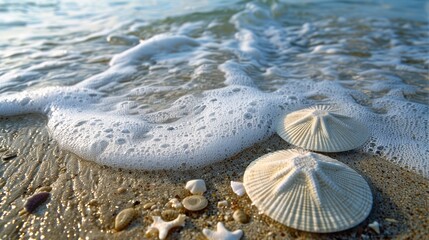 Sand Dollars and Seafoam on the Shore