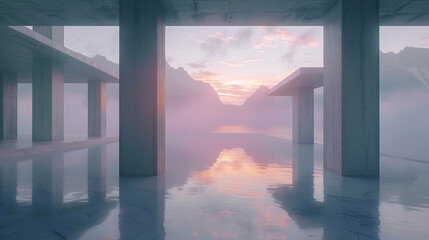 A beautiful landscape with mountains and a lake