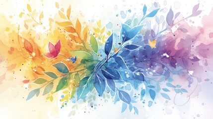 Create a stunning design for your clothing featuring a watercolor painted leaf on a backdrop adorned with beautiful watercolor splashes The artwork is absolutely gorgeous