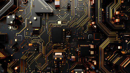 Fototapeta premium Modern 3d electronic circuit technology background, generative ai
