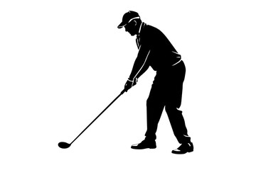 Playing golf silhouette vector illustration