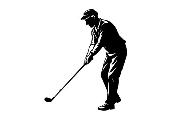 Playing golf silhouette vector illustration