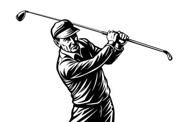 Playing golf silhouette vector illustration