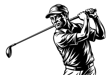 Playing golf silhouette vector illustration