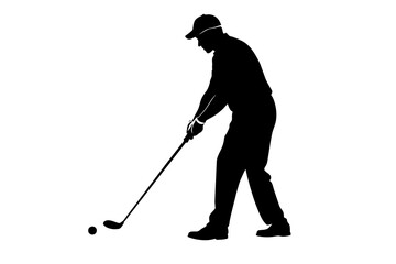 Playing golf silhouette vector illustration