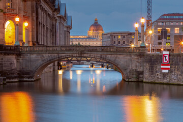 Berlin. Museum Island on the Spree River at sunset.