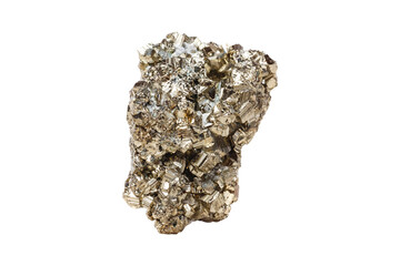 Pyrite mineral stone on white background close up