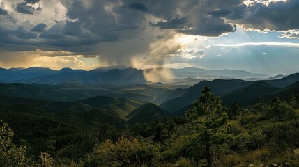 Rainstorm moves across the mountains