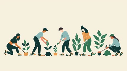 People Planting Trees for the Environment. Generative AI.