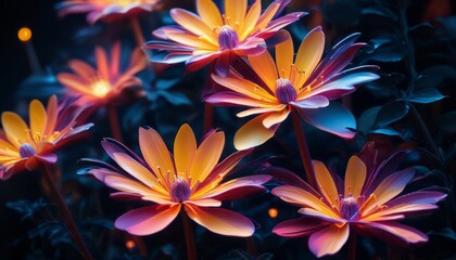 A colorful bouquet of flowers with a blue background