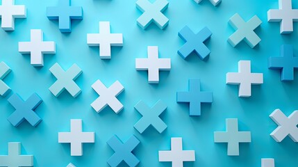 Obraz premium Simplified Abstract Blue Medical Crosses