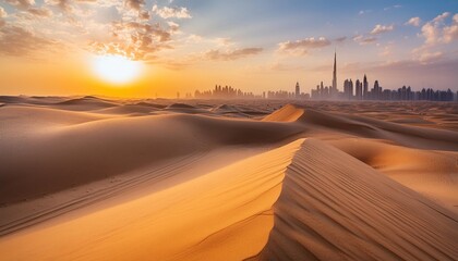 dubai desert at sunset united arab emirates