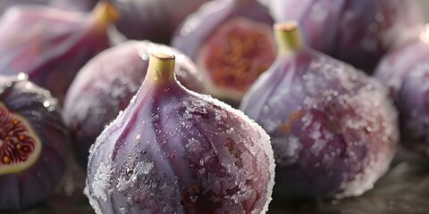 Exploring the decay process of moldy purple figs through a close-up view. Concept Decaying Fruit,...