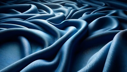Obraz premium A close-up view of soft, flowing blue textile, showcasing its smooth texture and elegant draping, perfect for fashion and interior design projects.