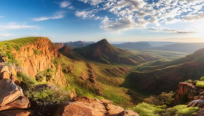 panoramic picture of the waterberg plateau in namibia during the day