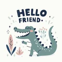 Cute crocodile friend tee designs concept