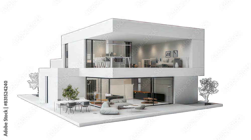 Poster modern appartment isolated on white created with generative ai