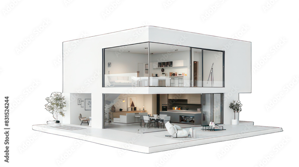 Poster modern appartment isolated on white created with generative ai