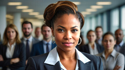 Smiling Black Woman Executive CEO Professional Office Meeting Diversity