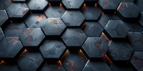 Abstract futuristic technology hexagon background. Luxurious digital geometric 3D banner.