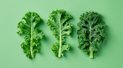 toned image of a fresh kale leaf on a harmonious green background