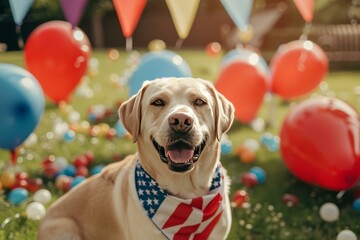 Happy Labrador Retriever at Outdoor Party