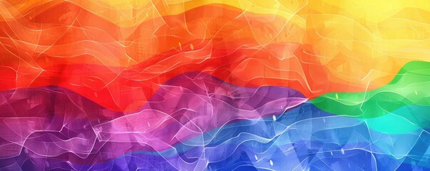 Vibrant multicolored abstract design with flowing wave patterns in a smooth gradient of colors.