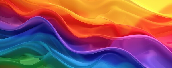 Obraz premium Vibrant multicolored abstract design with flowing wave patterns in a smooth gradient of colors.