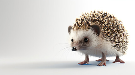 Obraz premium Small hedgehog on a light background: wild beauty