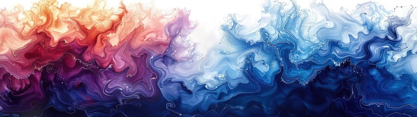 Abstract Liquid Art in blue, red, and yellow collide. Best for glowing abstract backgrounds