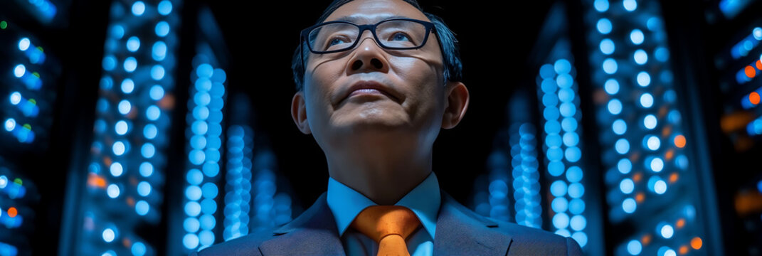 asian businessman within servers