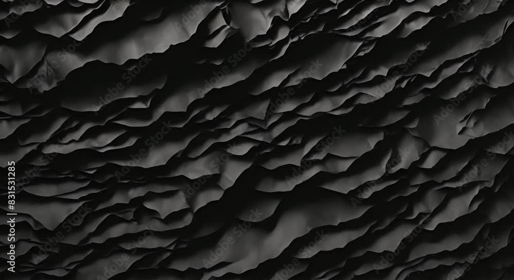 Poster vertical black crumbled paper background texture black crumpled paper texture stop motion seamless l