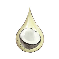 Fototapeta premium Cooking oil drop with coconut inside isolated on white