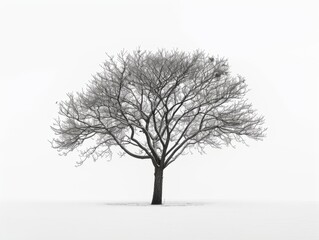 Obraz premium Tree stands alone in the snow.