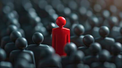 Obraz premium Red boss prominent Businessman Silhouette man puppet , Black Business People Group Team Concept Illustration, 