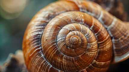 A spiral shell with a brown and tan color