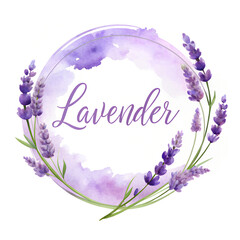 Lavender, watercolor mockup logo. White background