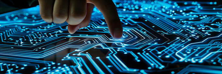banner finger touches digital panel new technology chip