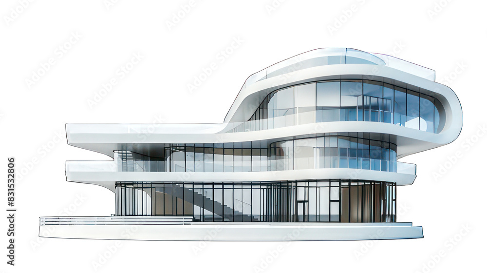 Poster futuristic building isolated on white created with generative ai